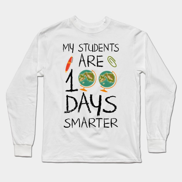 100 Days Of School Teacher's T-shirt Long Sleeve T-Shirt by KsuAnn